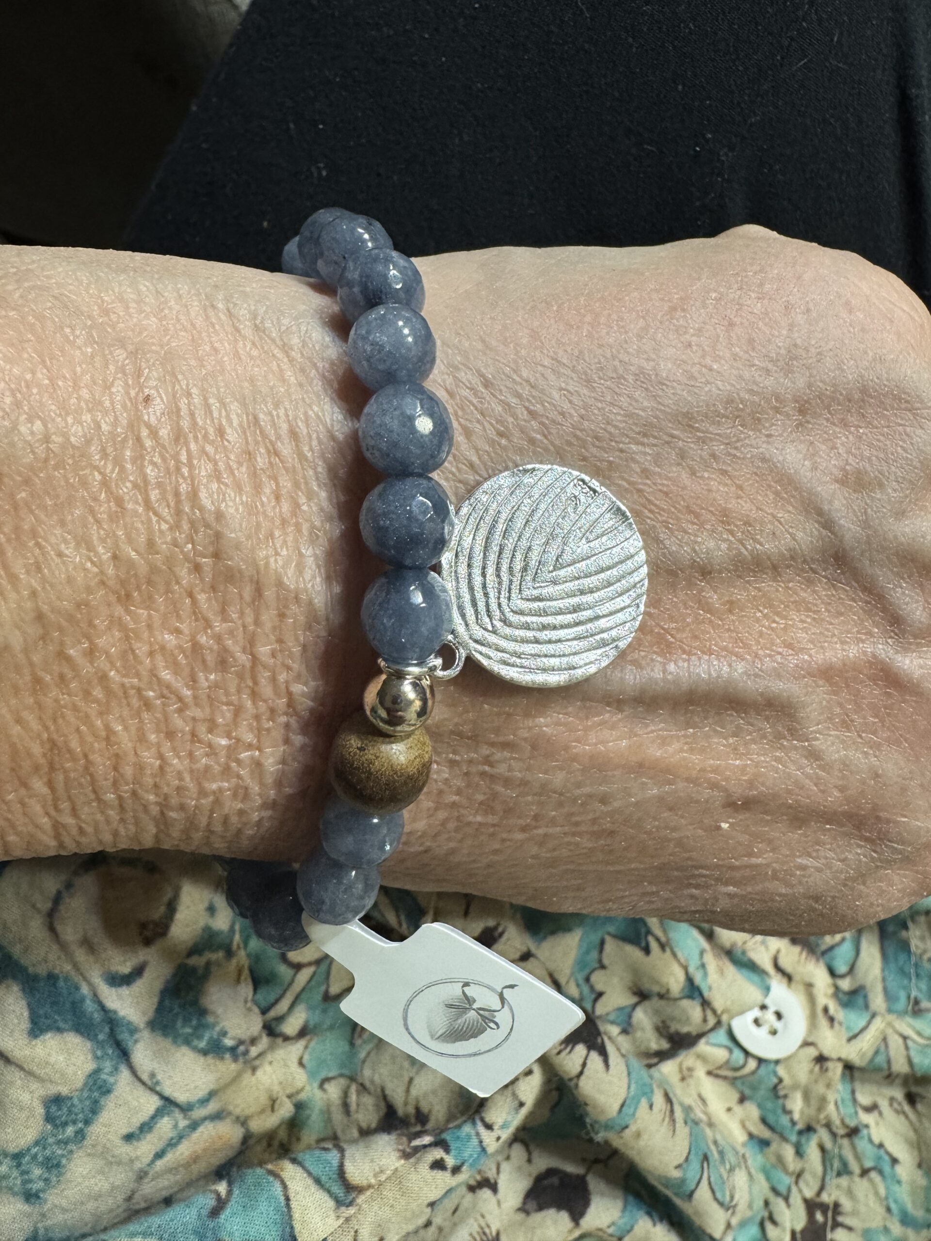 armbänder "du & ich" crystal denim blue, walnusskugel mit silber 925 nr.10