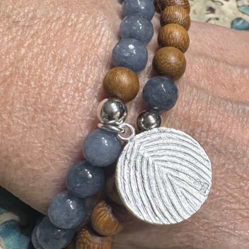 armbänder "du & ich" crystal denim blue, walnusskugel mit silber 925 nr.10
