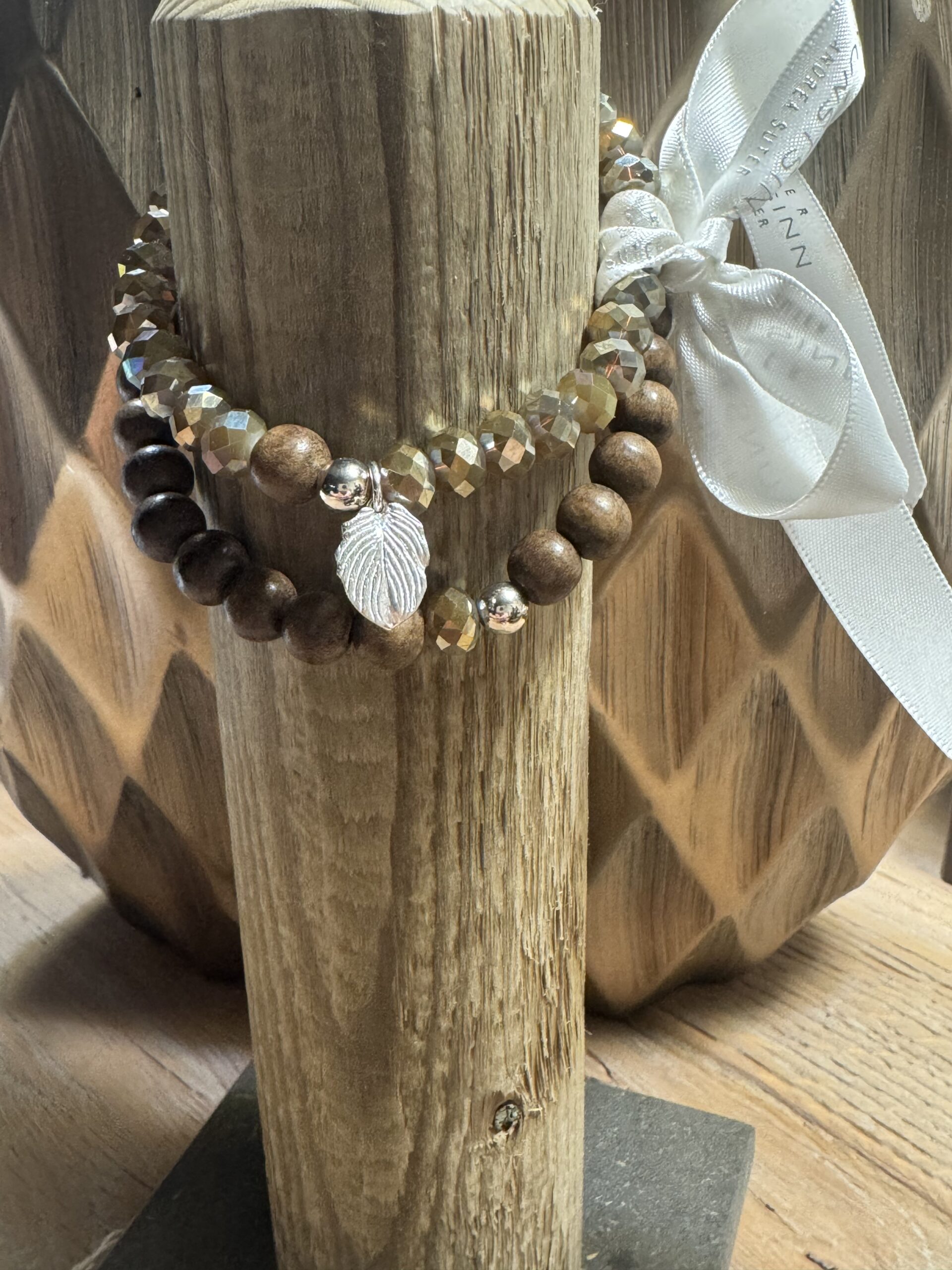 armbänder "du & ich" dark grey crystal & adlerholz mit silber 925 nr.12