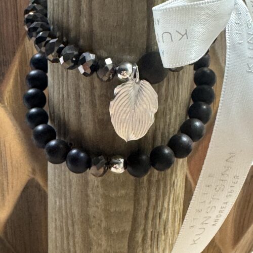 armbänder "du & ich" dark grey crystal & adlerholz mit silber 925 nr.12