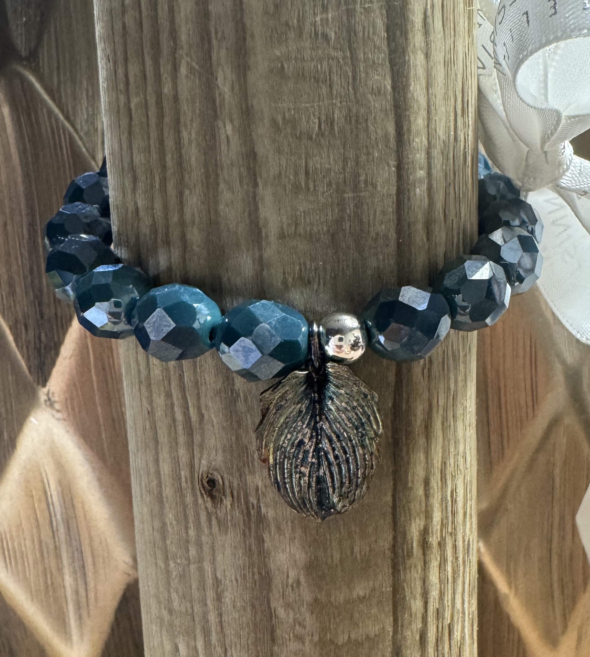 armband – blue zircon & hostablatt silber 925 patina blue nr.5